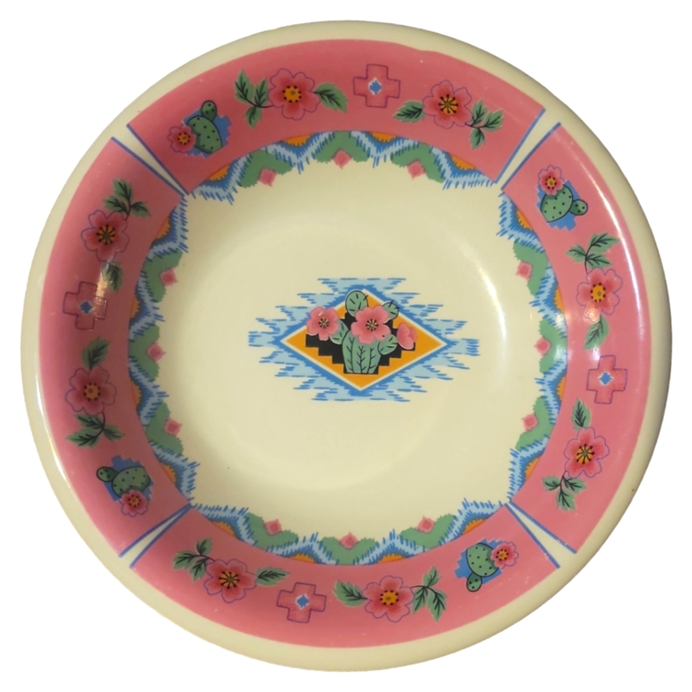 Vtg Cereal Salad Bowl Sedona Spring Tabletops Unlimited Cactus Blooms Desert